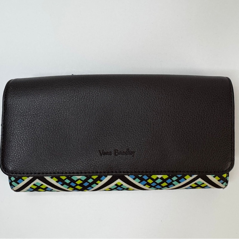 Vera Bradley Audrey Wallet Brown Leather Floral Rain Forest